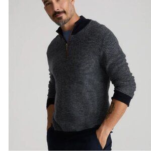 UNTUCKit Birdseye Merino Wool Quarter-Zip Sweater in Navy Size XL